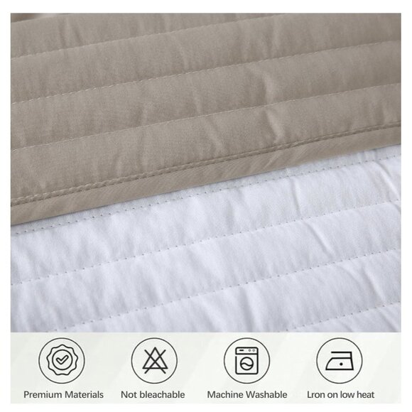Queen Size Khaki Bed Skirt with 14-Inch Drop, Easy Fit Wrap-Around Cover for Bed - Picture 4 of 5